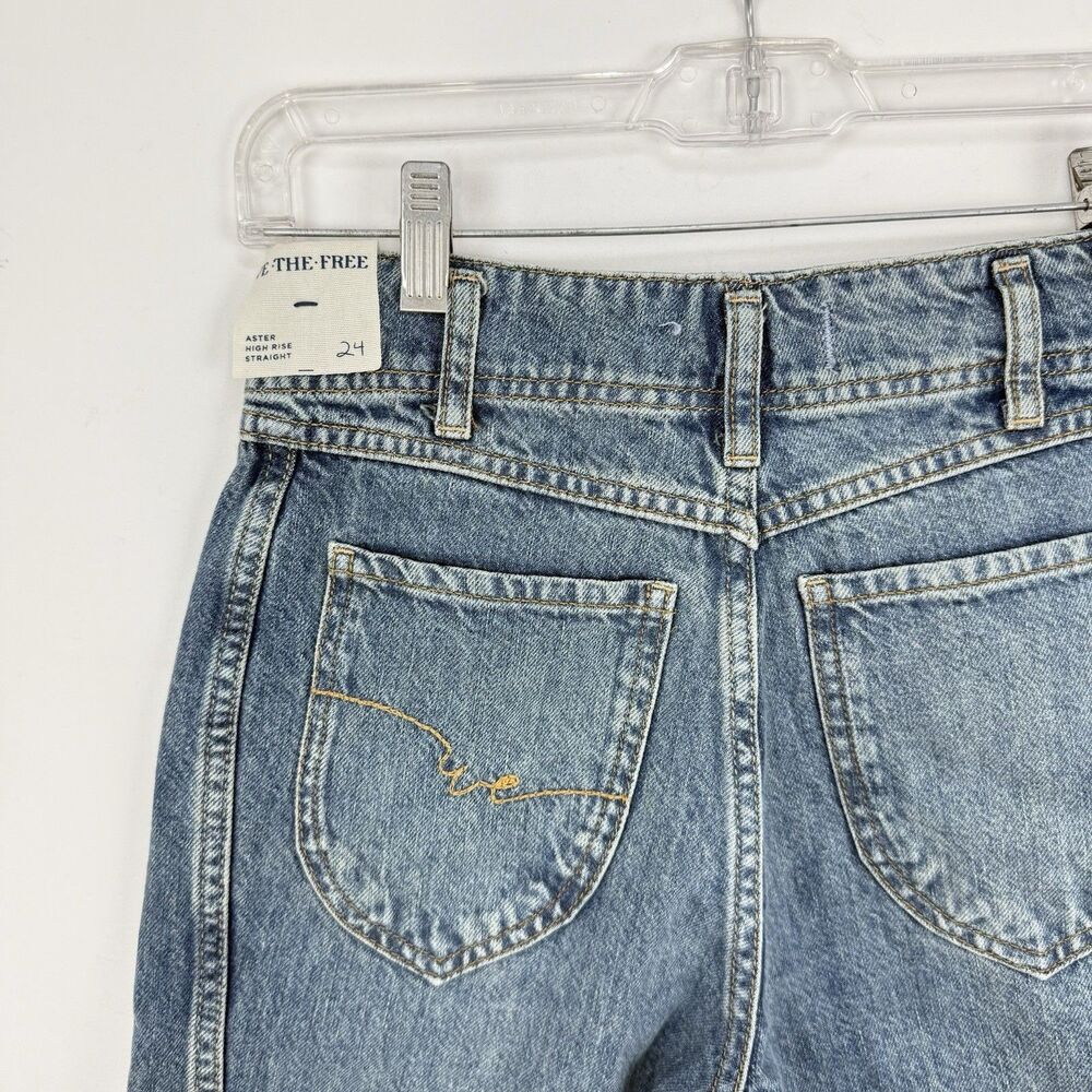 NEW FREE PEOPLE WE THE FREE OPAL ASTER STRAIGHT LEG JEANS Size 24 - Picture 3 of 16